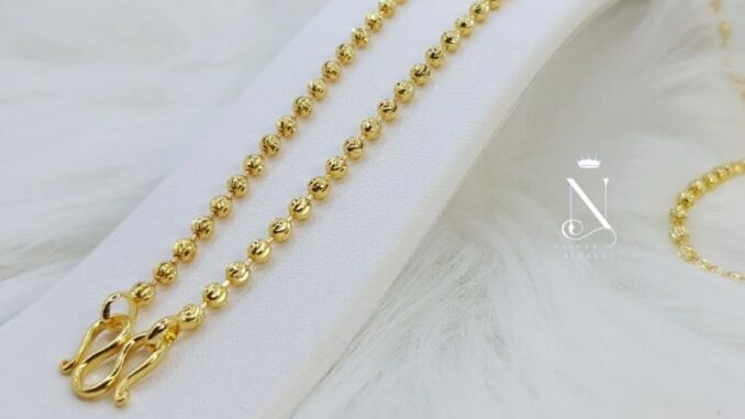 สร้อยคอทQง เม็ด3มิล 1บ พรีเมี่ยม เทียบแท้ สวยทนมาก ประจำวัน หญิง