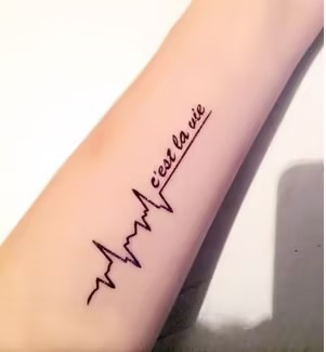 สติกเกอร์รอยสัก ลาย This Is Life สไตล์ฝรั่งเศส