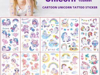สติกเกอร์รอยสักชั่วคราว ลายยูนิคอร์น เจ้าหญิง สําหรับเด็ก 10 ชิ้น ต่อชุด