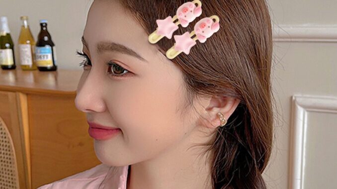 COD-น่ารัก Blush Piggy Hair Clip สไตล์หวาน Pentagram คลิปปากเป็ดการ์ตูน Headwearส่งจากไทย