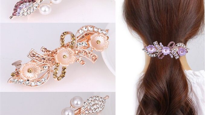 เครื่องประดับ กิ๊บติดผม ประดับไข่มุก และคริสตัล หรูหรา แฟชั่นฤดูใบไม้ผลิ สําหรับผู้หญิง