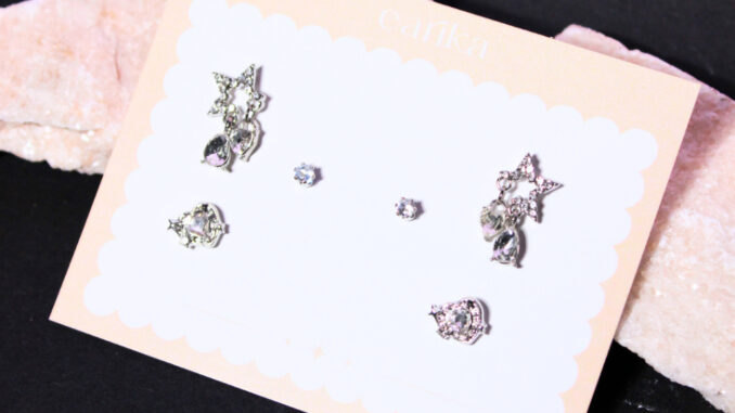 earika.earrings - super star set เซ็ตต่างหูแป้นทับธีมหัวใจดวงดาว ก้านเงินแท้ เหมาะสำหรับคนแพ้ง่าย