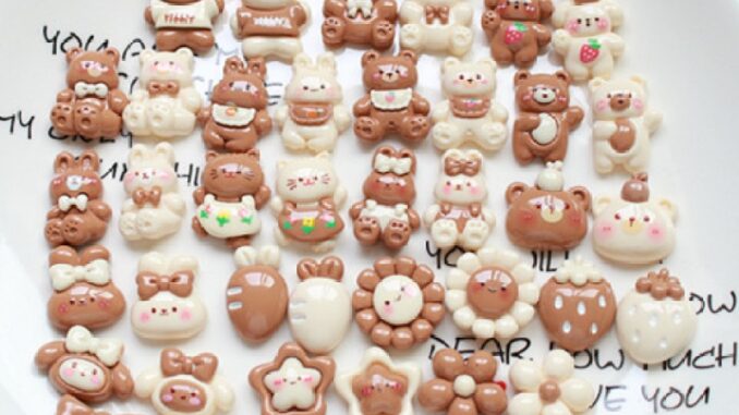 10 ชิ้น พื้นผิว สดใส ชานม หมี กระต่าย เรซิน ด้านหลังแบน Diy เคสโทรศัพท์ รองเท้า หัวเข็มขัด วัสดุตกแต่ง