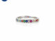 3AC-CZ02 แหวนเงินแท้925 ฝังพลอยนพเก้าแฟนซี CUBIC ZIRCONIA(CZ) AAA 1.5mm ชุบเคลือบ White Gold คุณภาพส่งออก