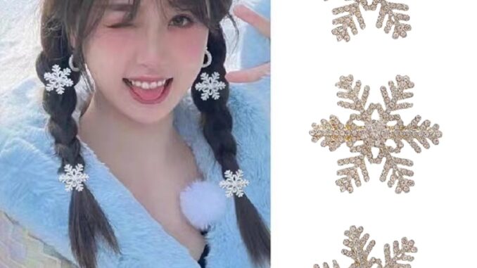 [Magpie] กิ๊บติดผม โลหะ ประดับมุก เพทาย เกล็ดหิมะ สวยงาม เหมาะกับฤดูใบไม้ร่วง และฤดูหนาว สําหรับผู้หญิง