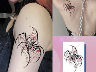 สติกเกอร์รอยสักชั่วคราว ลายแมงมุม สีชมพู กันน้ํา ติดทนนาน 7 วัน