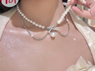 Ge สร้อยคอโซ่ ประดับมุกเทียม รูปโบว์ ดอกกุหลาบ เครื่องประดับแฟชั่นสตรี
