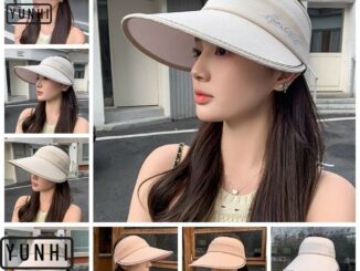 Yunhi หมวกปีกกว้าง ป้องกันรังสียูวี พับได้ แบบพกพา สําหรับชายหาด
