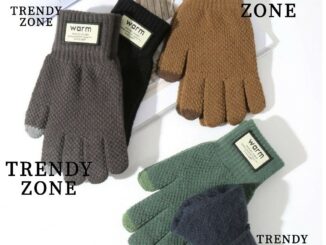Trendyzone ถุงมือผ้าถัก กันลม ให้ความอบอุ่น สีพื้น สไตล์เกาหลี สําหรับผู้ชาย