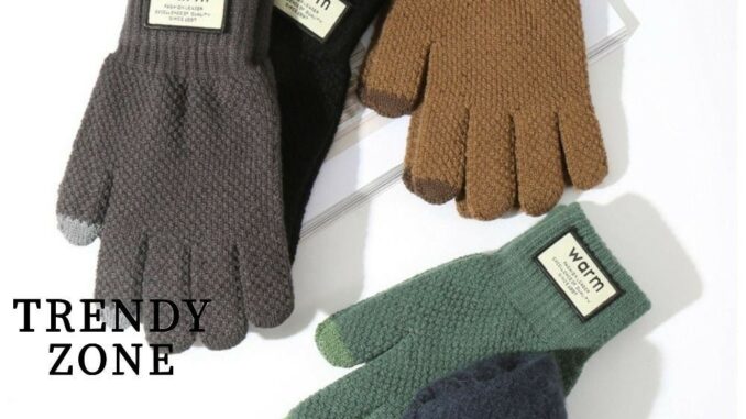 Trendyzone ถุงมือผ้าถัก กันลม ให้ความอบอุ่น สีพื้น สไตล์เกาหลี สําหรับผู้ชาย
