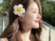 กิ๊บติดผมหน้าม้า ลายดอกไม้น่ารัก สีขาว แบบเรียบง่าย แฟชั่นสําหรับผู้หญิง