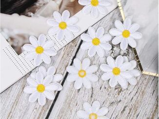 แผ่นแพทช์ ปักลายดอกไม้ สีขาว DIY สําหรับตกแต่งเสื้อผ้า 10 ชิ้น