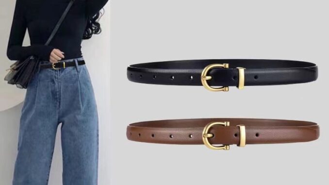 Classic belt เข็มขัดหนังอะไหล่ทอง (เริ่มเจาะรูตั้งแต่เอว 22)