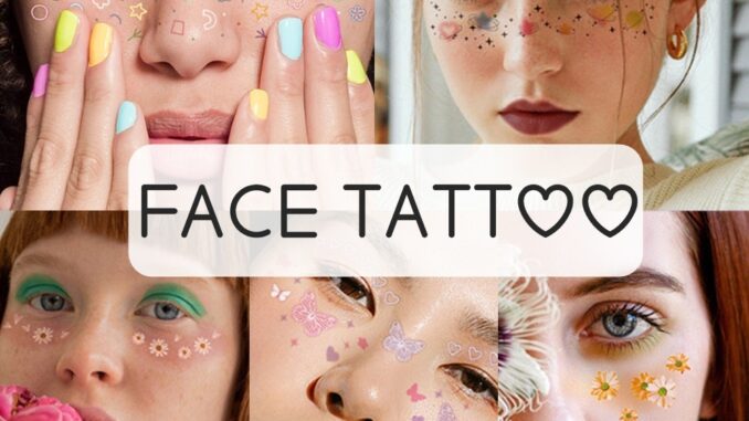 Face tattoo แทททูตกแต่งหน้าลายน่ารัก ลอกน้ำ พร้อมส่ง