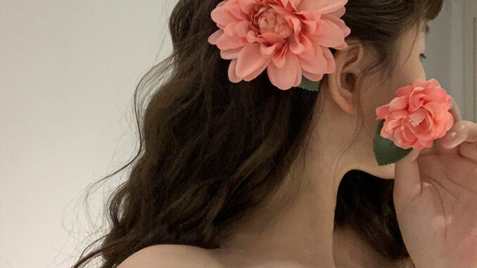 กิ๊บติดผม รูปดอกคามิเลีย แฮนด์เมด สีชมพู สไตล์เรโทร สําหรับท่องเที่ยว