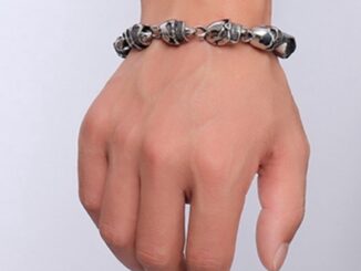 เครื่องประดับ สร้อยข้อมือ สายโซ่ โลหะผสม รูปกะโหลกศีรษะ สําหรับผู้ชาย