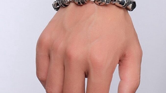 เครื่องประดับ สร้อยข้อมือ สายโซ่ โลหะผสม รูปกะโหลกศีรษะ สําหรับผู้ชาย