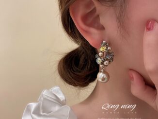 ต่างหูเข็มเงิน 925 รูปดอกไม้ ประดับไข่มุก เพชร แฟชั่นสไตล์เกาหลี