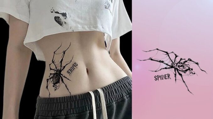 สติกเกอร์รอยสักชั่วคราว รูปแมงมุม กันน้ํา ติดทนนาน 15 วัน