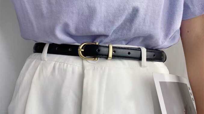 Atipashop - GOLDEN BELT เข็มขัดหนัง อะไหล่ทอง เส้นเล็กทรงเบสิค