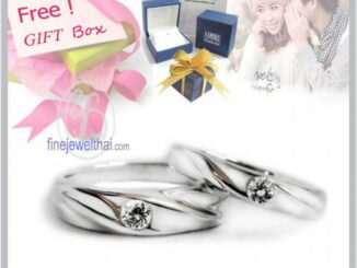 Finejewelthai แหวนคู่ เงินแท้ ฝังเพชรแท้ พร้อมใบรับรอง Diamond Silver Ring - Diamond_Gift_Set17