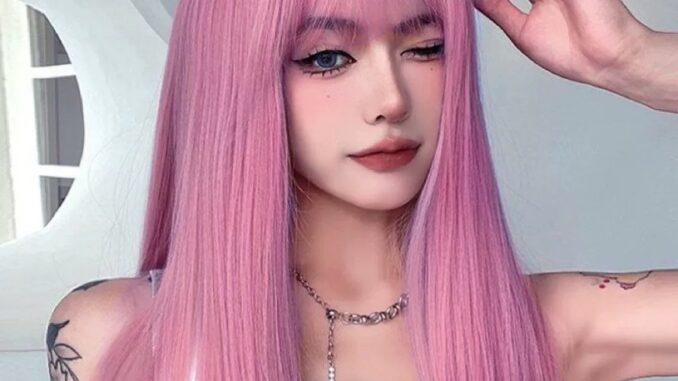 วิกผมยาวตรง 70 ซม. สีเบจ สีม่วง สีชมพู สไตล์เกาหลี คอสเพลย์สังเคราะห์ สําหรับผู้หญิง ผู้ชาย ปาร์ตี้