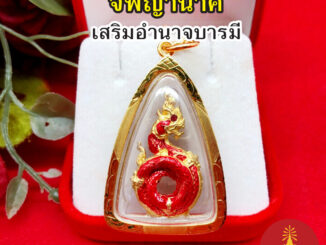 จี้พญานาคลงยา สีแดง ขนาด 2.5x3.8 cm กรอบทอง เสริมบารมี ความมงคล โชคลาภ งานสวย ชุบทอง ใส่ได้ทุกโอกาส จี้ห้อยคอ พร้อมมส่ง
