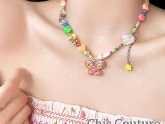 Wlmz- สร้อยคอโชคเกอร์ ประดับลูกปัด จี้รูปผีเสื้อ เครื่องประดับ สําหรับผู้หญิง