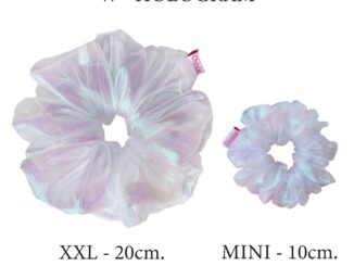 W - Hologram mesh ยางมัดผม ผ้าโปร่งใสโฮโลแกรม ยางรัดผมโดนัท ยางมัดมินิมอล