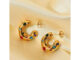 Cubic Zirconia Decor Cuff Hoop Earrings