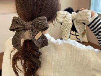 ยางมัดผมหางม้า ผ้าวูลถัก แบบนิ่ม ประดับโบว์ เครื่องประดับผม