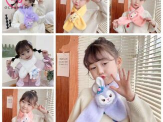 Oceanmap ผ้าพันคอ ผ้ากํามะหยี่ขนนิ่ม ลายการ์ตูน Cinnamoroll น่ารัก ให้ความอบอุ่น สําหรับเด็กผู้หญิง