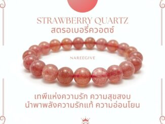สตรอเบอรี่ควอตซ์ (Strawberry Quartz) กำไลหินมงคล 9mm. Nareegive