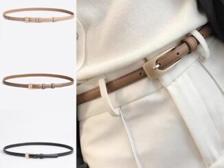 KOKO เข็มขัดแฟชั่น เข็มขัดลำลอง อุปกรณ์โลหะ สีพื้น เบสิก สำหรับผู้หญิง (สีกากี/น้ำตาล/ดำ)A189