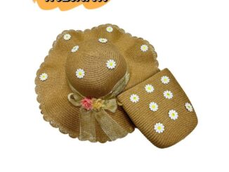 [พร้อมส่ง] เซตหมวกและกระเป๋า กระเป๋าหมวกสานลายดอกเดซี่ เนื้อสานไม่บาง มีให้เลือกหลากหลายสี