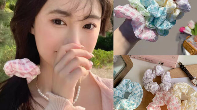 COD-ในไทย หวานลายสก๊อตลำไส้ใหญ่เชือกผมขนาดเล็กกลิ่นหอม Headwear สไตล์เกาหลีเครื่องประดับผม-Kri