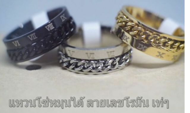 ️b.b_ring แหวนโซ่ หมุนได้ สแตนเลส รุ่นลายเลขโรมัน