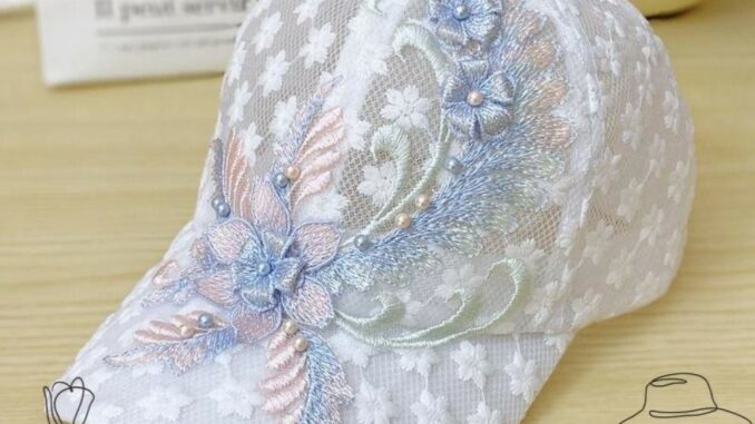 Camelli หมวกเบสบอล ปักลายลูกไม้ ดอกไม้ ตาข่าย ลิ้นเป็ด หมวกเด้งกลับ ฤดูร้อน ผู้หญิง หมวกบังแดด