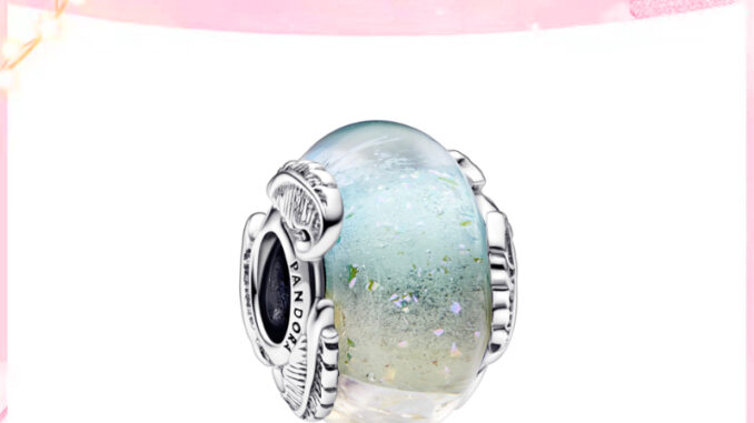 Pandora  แก้วมูราโน่หลากสี & จี้เครื่องประดับขนนกโค้ง Charm จี้เงิน Charms สร้อยข้อมือ Charms