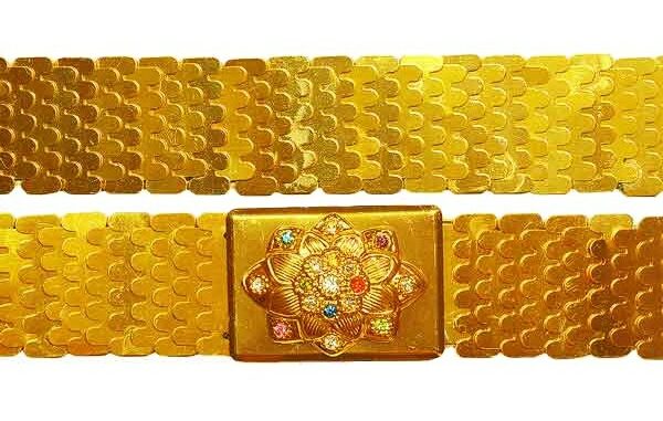 เข็มขัดสีทอง เข็มขัดนางรำ เครื่องประดับชุดไทย[ก่อนยืด24นิ้วยืดได้36นิ้ว]