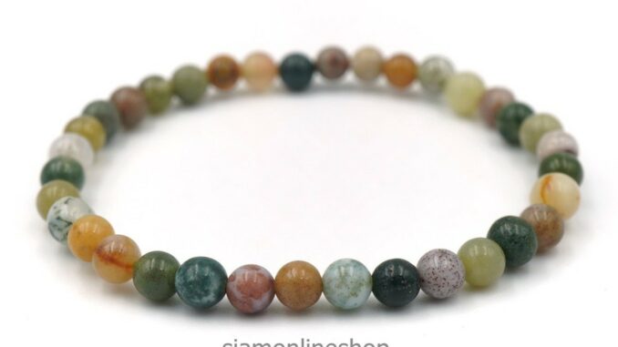 MOSS AGATE กำไลหินมอสอาเกต ขนาด 4 มม. by siamonlineshop