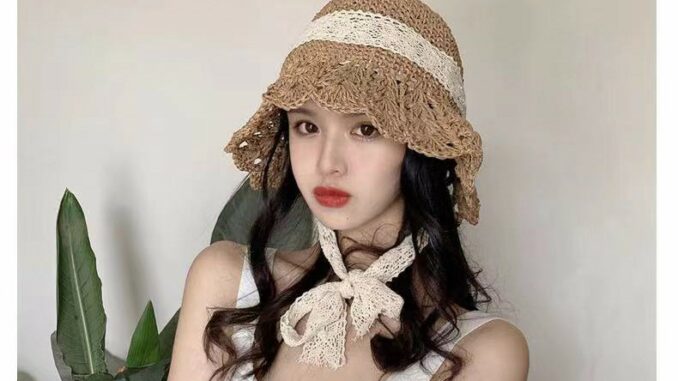 119 หมวกบักเก็ต หมวกสานผู้หญิง พับได้ แฮนด์เมด พร้อมสายมัดคาง กันแดดกันยูวีUV สไตล์ญี่ปุ่น