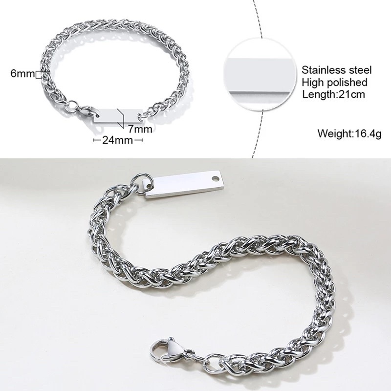 07-สร้อยข้อมือสแตนเลสสายโซ่สลักชื่อฟรี