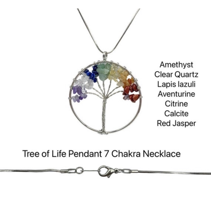 1 Pc Tree of Life pendant 7 Chakra necklace with 18 inch long Chain Tree of life necklace pendant