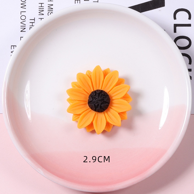 10 ชิ้น ดอกทานตะวัน ดอกทานตะวัน เรซิน เครื่องประดับ อุปกรณ์ diy วัสดุ ครีม กาว