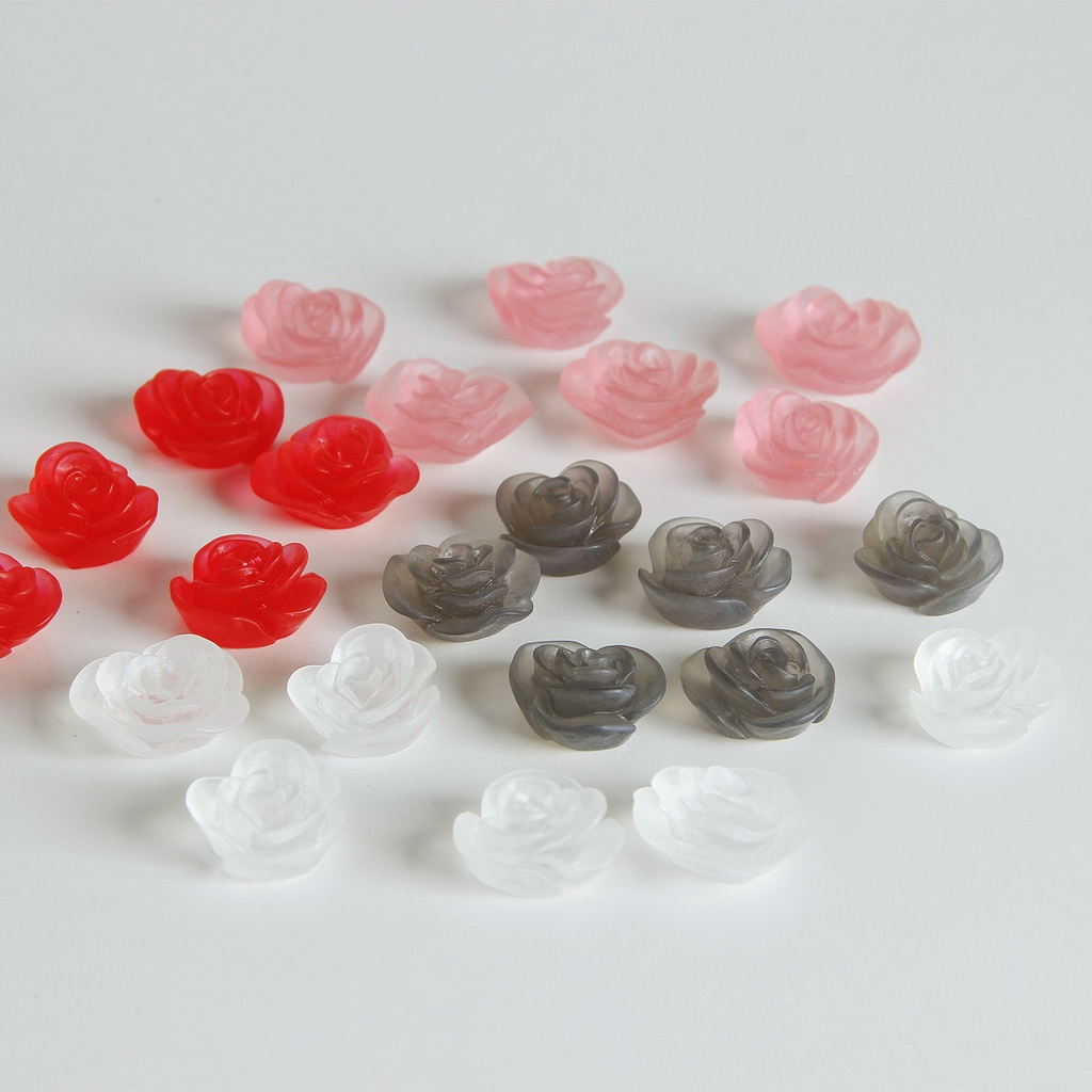 12 ชิ้น หมอก ชาฝ้า กุหลาบ ตาเรซิ่น ด้านหลังแบน DIY เครื่องประดับแฮนด์เมด ต่างหู อุปกรณ์เสริม