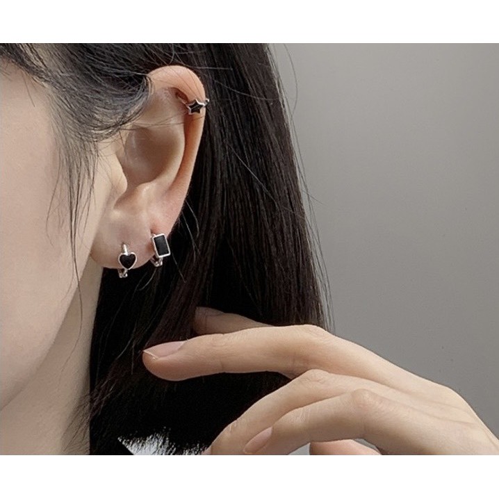 122_goodgift_station - s925 sterling silver earrings ต่างหูเงินแท้ ห่วงกลมแบบล็อค ใส่ติดหูไว้ได้เลย