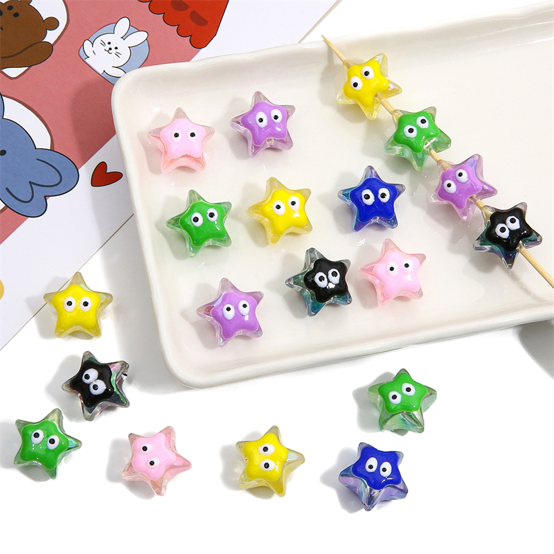 [19 มม.] ลูกปัดดาวห้าแฉก ตาเล็กน่ารัก เครื่องประดับ สร้อยข้อมือ DIY