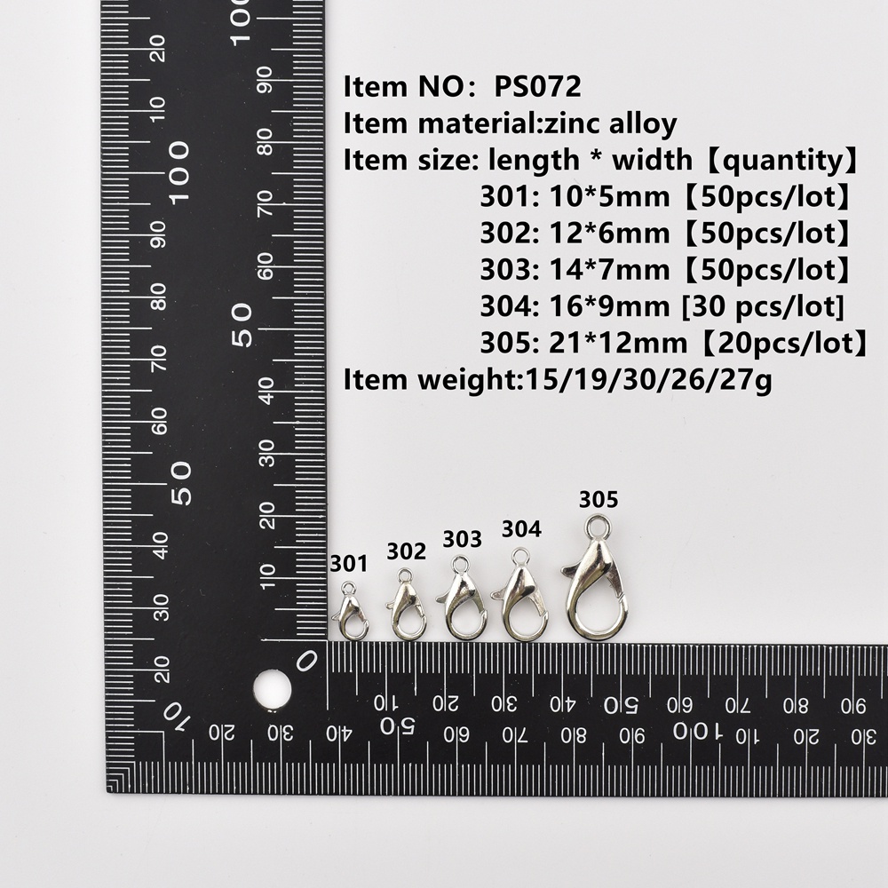 20-50pcs【ps072】ตะขอก้ามปู สําหรับทําเครื่องประดับ สร้อยคอ สร้อยข้อมือ DIY 20-50 ชิ้น ต่อล็อต