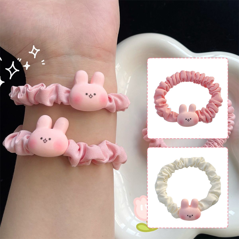 2023 เกาหลี ยางรัดผม จีบรอบ ลายการ์ตูนกระต่ายน่ารัก หวานแหวว สดใหม่ สําหรับเด็กผู้หญิง